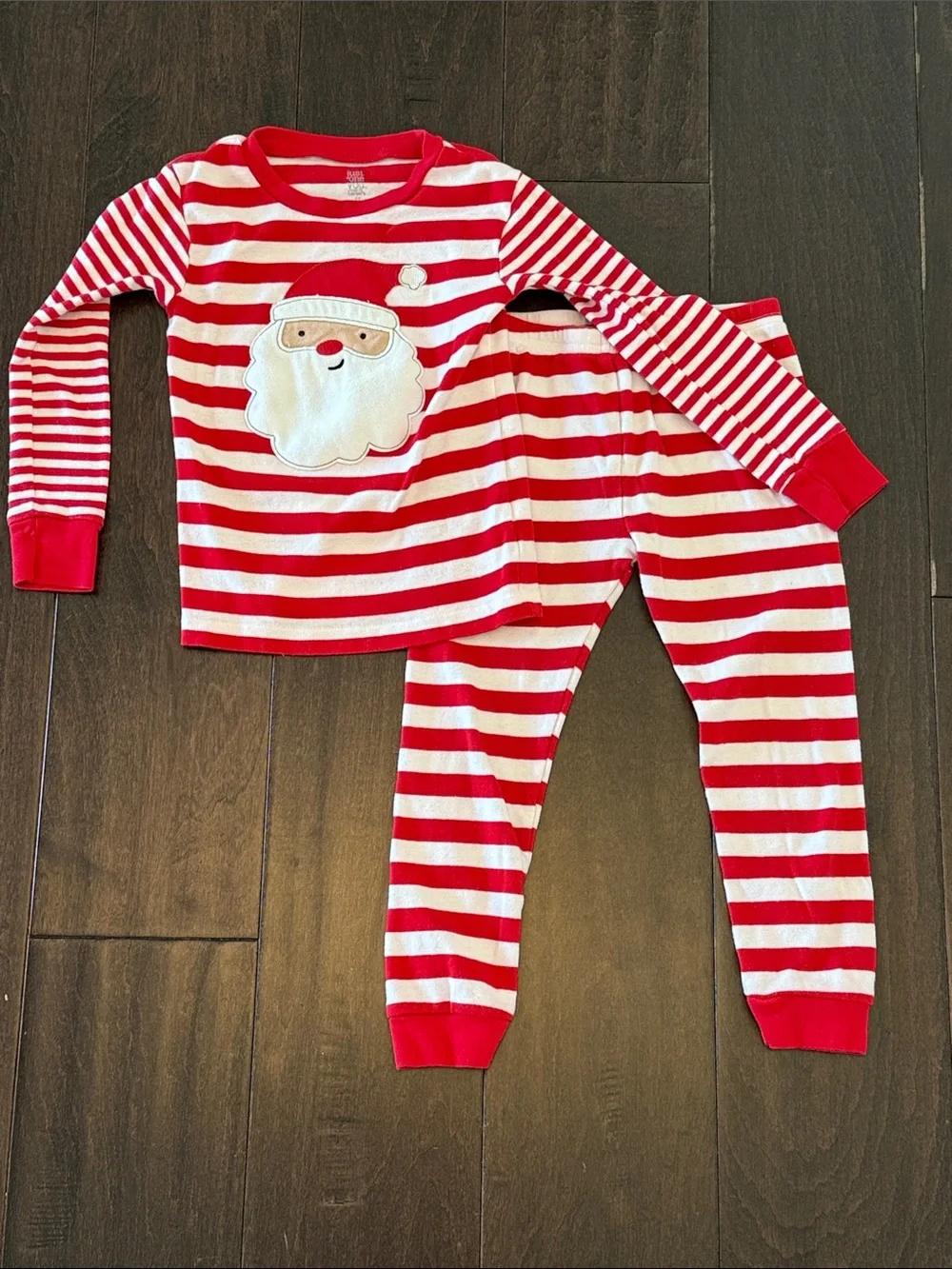 Carter's Gender Neutral Red and White Striped Cotton Santa Pajama Set